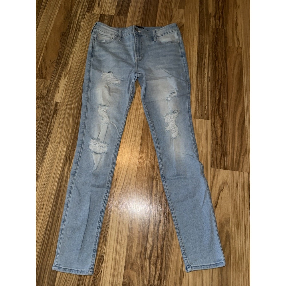 Hollister High-Rise Super Skinny Jeans Womens 9R W29 L28 Blue Stretch Distressed